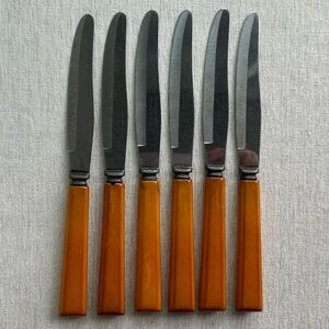 (6) VINTAGE MCM bakelite/stainless knives excellent ⭐️